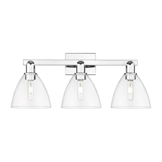 Innovations Bristol 27in 3-Light Bath Vanity | Polished Chrome Steel and Clear Glass | Damp-Rated Bathroom Vanity Light | 26.5 x | Model 716-3W-PC-GBD-752