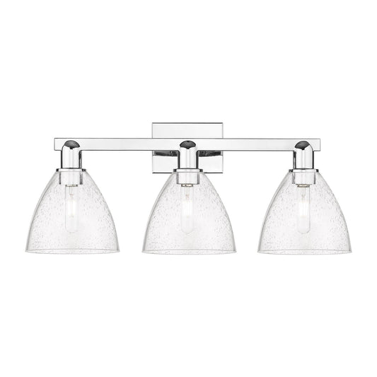 Innovations Bristol 27in 3-Light Bath Vanity | Industrial Modern Polished Chrome and Seedy Glass | Damp Rated Bathroom Vanity | Model 716-3W-PC-GBD-754