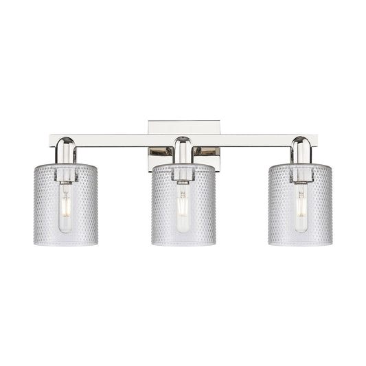Innovations Cobbleskill 24in 3-Light Bath Vanity | Industrial Transitional Polished Nickel and Clear Glass | Bathroom Vanity | 24 x | Model 716-3W-PN-G112