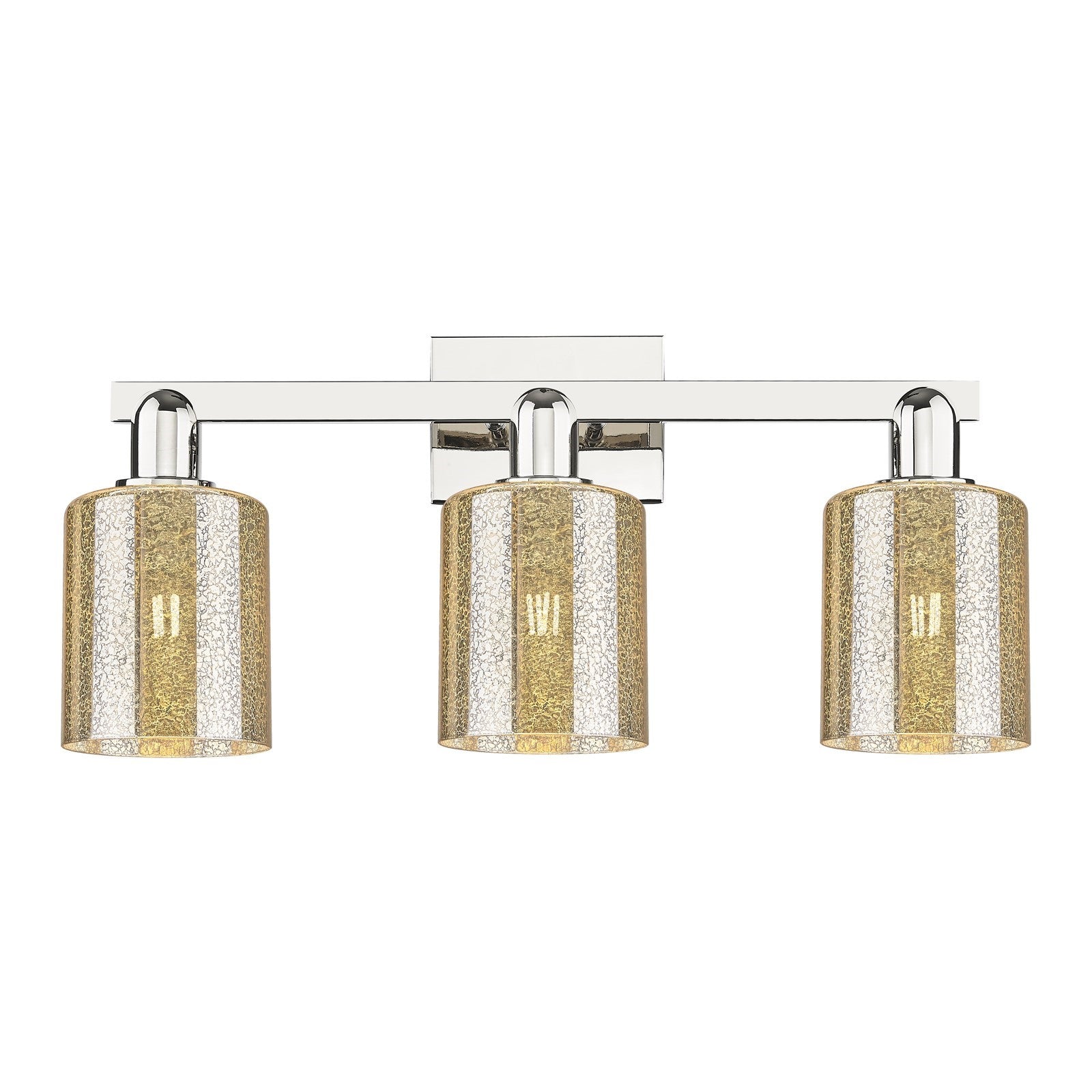 Innovations Cobbleskill 24in 3-Light Bath Vanity Light | Industrial Polished Nickel and Mercury Glass | Bathroom Vanity | 24 x | Model 716-3W-PN-G116
