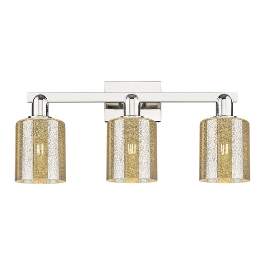 Innovations Cobbleskill 24in 3-Light Bath Vanity Light | Industrial Polished Nickel and Mercury Glass | Bathroom Vanity | 24 x | Model 716-3W-PN-G116