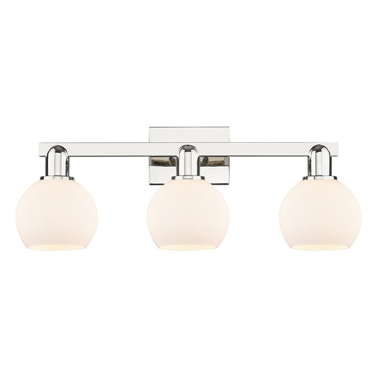 Innovations Athens 25in 3-Light Bath Vanity | Industrial Polished Nickel and Matte White Glass | Bathroom Vanity Light | 24.88 x | Model 716-3W-PN-G121-6
