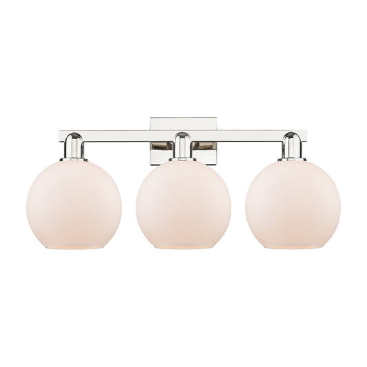 Innovations Athens 27in 3-Light Bath Vanity Light | Industrial Polished Nickel and Matte White Glass | Bathroom Vanity | 27 x | Model 716-3W-PN-G121-8
