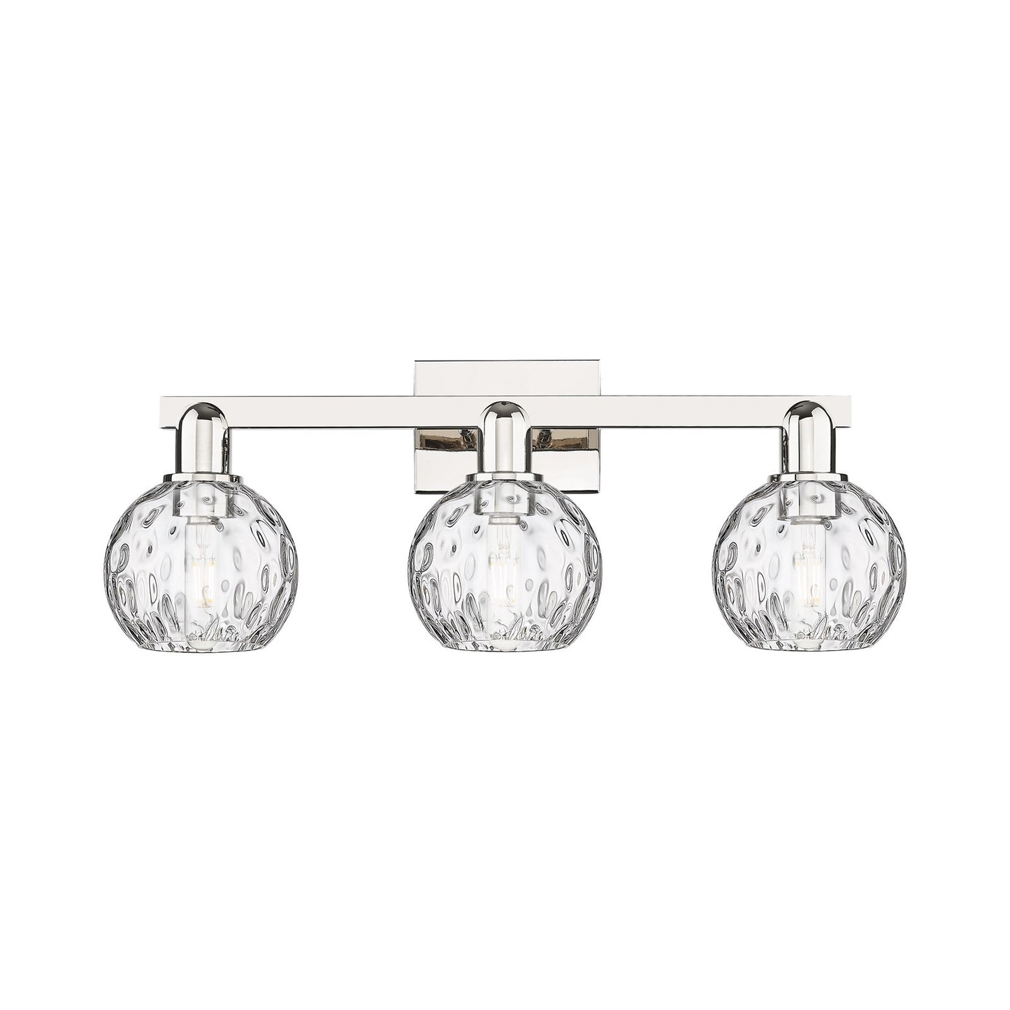 Innovations Athens Water Glass 25in 3-Light Bath Vanity Light | Industrial Polished Nickel and Clear Glass | Bathroom Vanity | Model 716-3W-PN-G1215-6