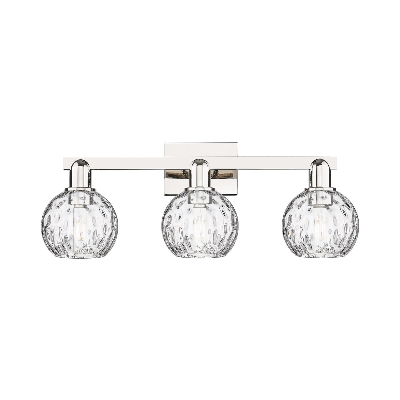 Innovations Athens Water Glass 25in 3-Light Bath Vanity Light | Industrial Polished Nickel and Clear Glass | Bathroom Vanity | Model 716-3W-PN-G1215-6
