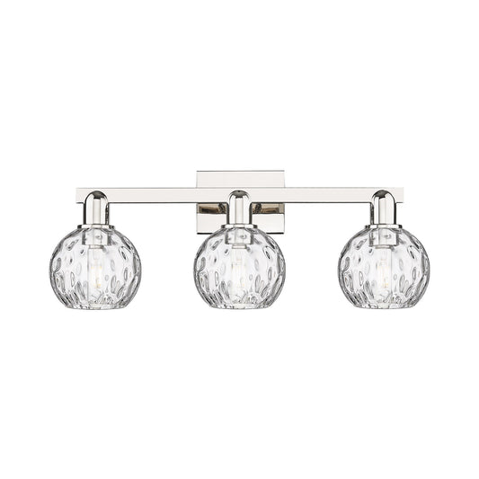 Innovations Athens Water Glass 25in 3-Light Bath Vanity Light | Industrial Polished Nickel and Clear Glass | Bathroom Vanity | Model 716-3W-PN-G1215-6
