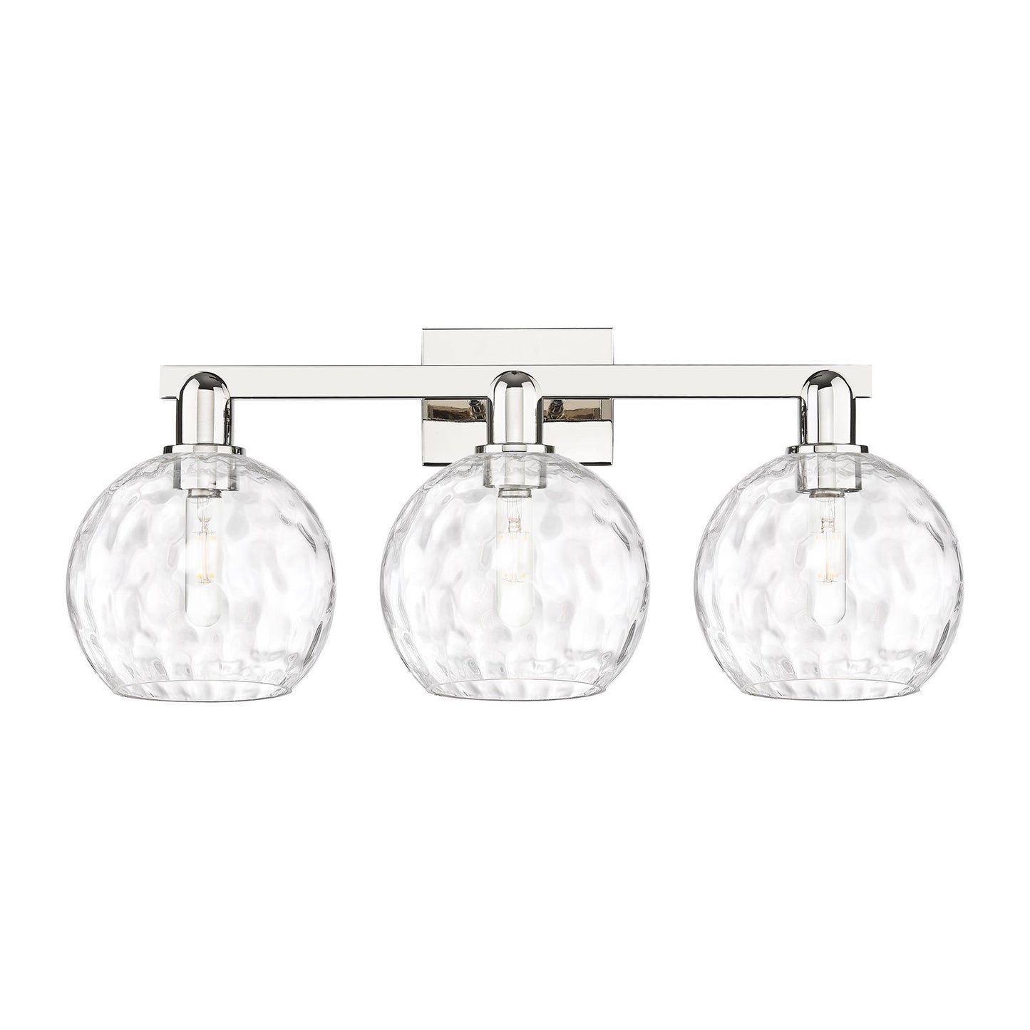 Innovations Athens Water Glass 27in 3-Light Bath Vanity Light | Industrial Polished Nickel and Clear Water Glass | Bathroom | Model 716-3W-PN-G1215-8