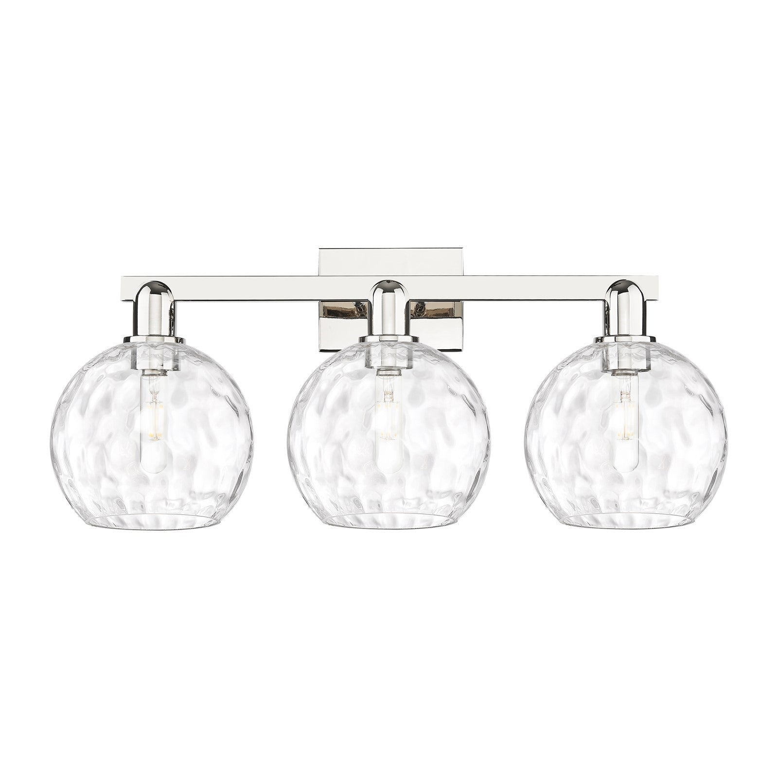 Innovations Athens Water Glass 27in 3-Light Bath Vanity Light | Industrial Polished Nickel and Clear Water Glass | Bathroom | Model 716-3W-PN-G1215-8