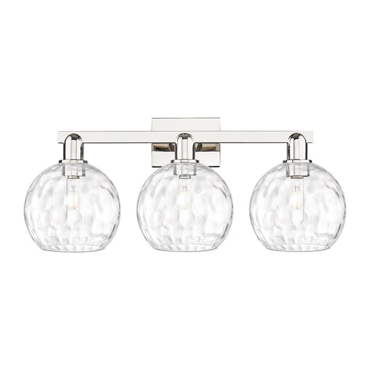 Innovations Athens Water Glass 27in 3-Light Bath Vanity Light | Industrial Polished Nickel and Clear Water Glass | Bathroom | Model 716-3W-PN-G1215-8