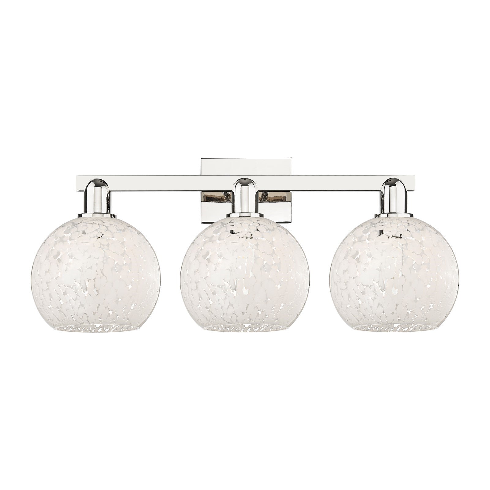 Innovations Lighting Arcadia 27in 3-Light Bath Vanity Light | Industrial Polished Nickel and White Mouchette Glass | Bathroom | Model 716-3W-PN-G1216-8WM