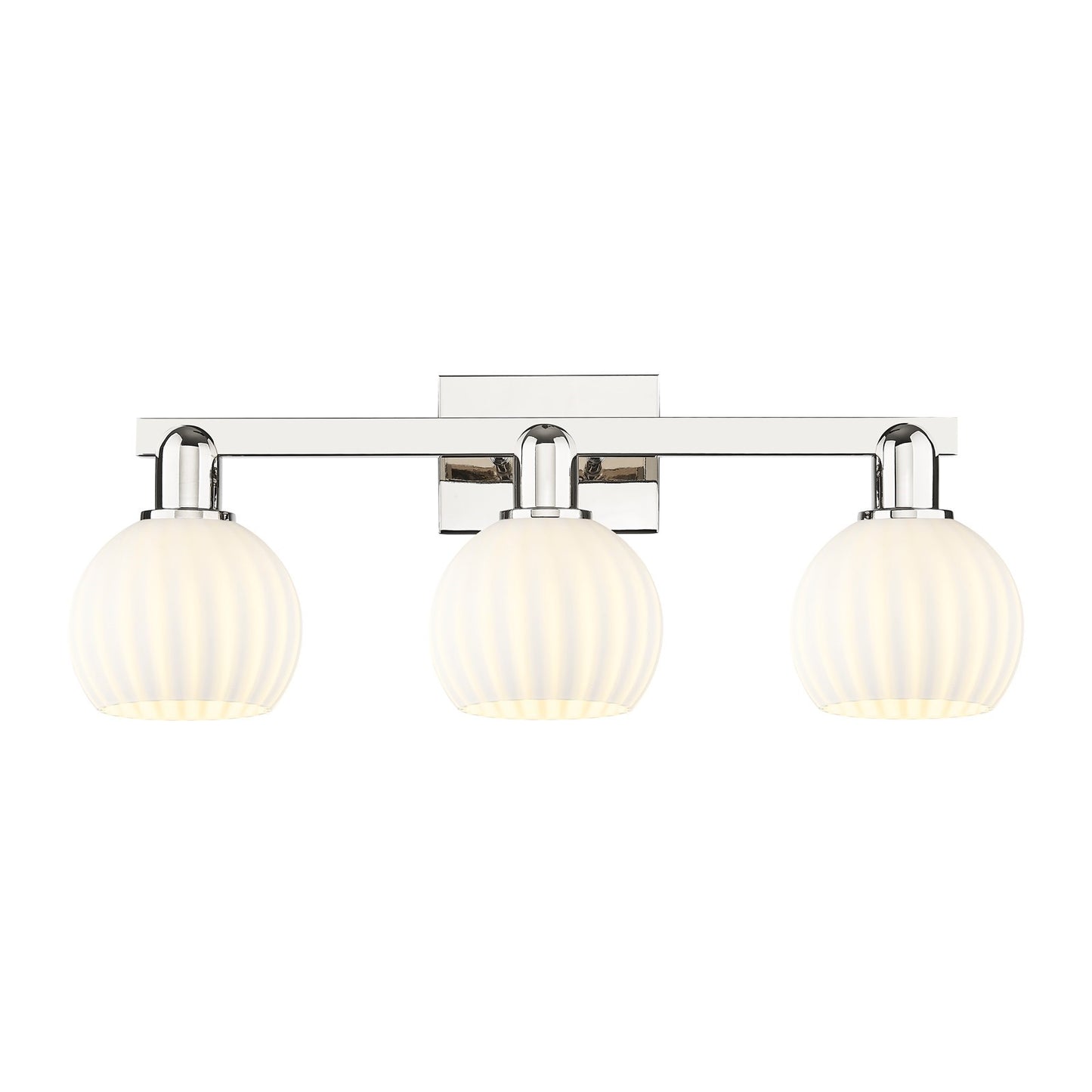 Innovations Lighting White Venetian 25in 3-Light Bath Vanity | Polished Nickel Steel and Cast Brass with White Venetian Glass | Model 716-3W-PN-G1217-6WV