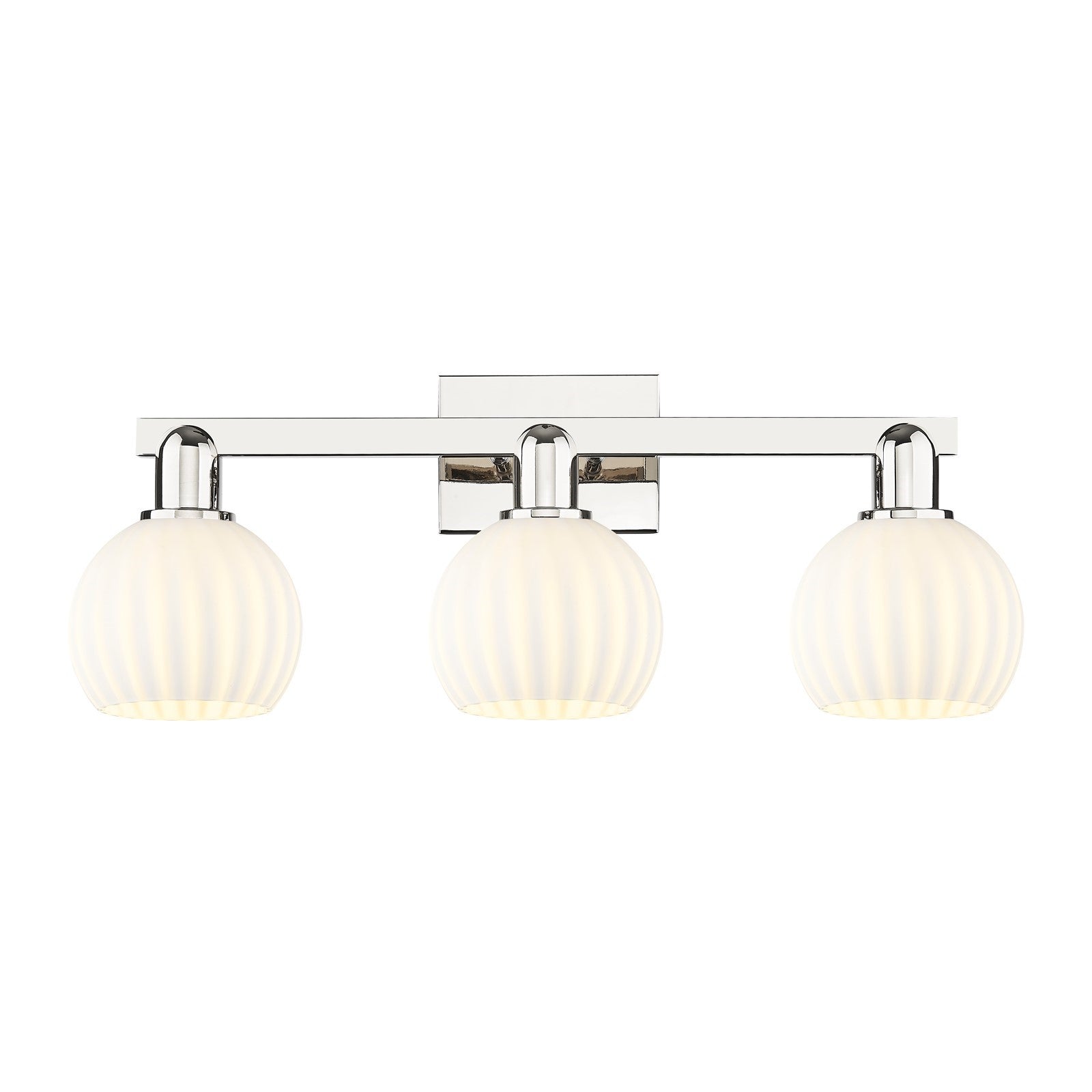 Innovations Lighting White Venetian 25in 3-Light Bath Vanity | Polished Nickel Steel and Cast Brass with White Venetian Glass | Model 716-3W-PN-G1217-6WV