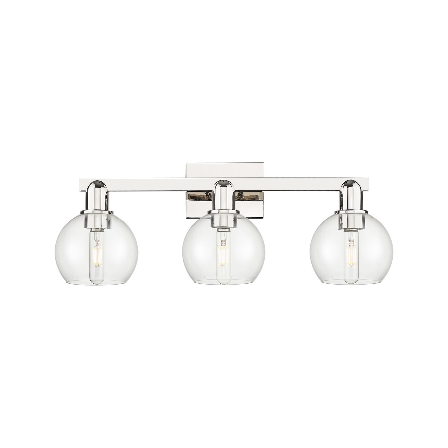 Innovations Athens 25in 3-Light Bath Vanity | Industrial Polished Nickel and Clear Glass | Bathroom Vanity Light | 24.88 x 7.44 x | Model 716-3W-PN-G122-6