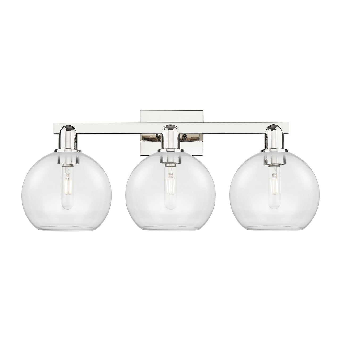 Innovations Athens 27in 3-Light Bath Vanity Light | Industrial Polished Nickel and Clear Glass | Bathroom Vanity & Powder Room | Model 716-3W-PN-G122-8
