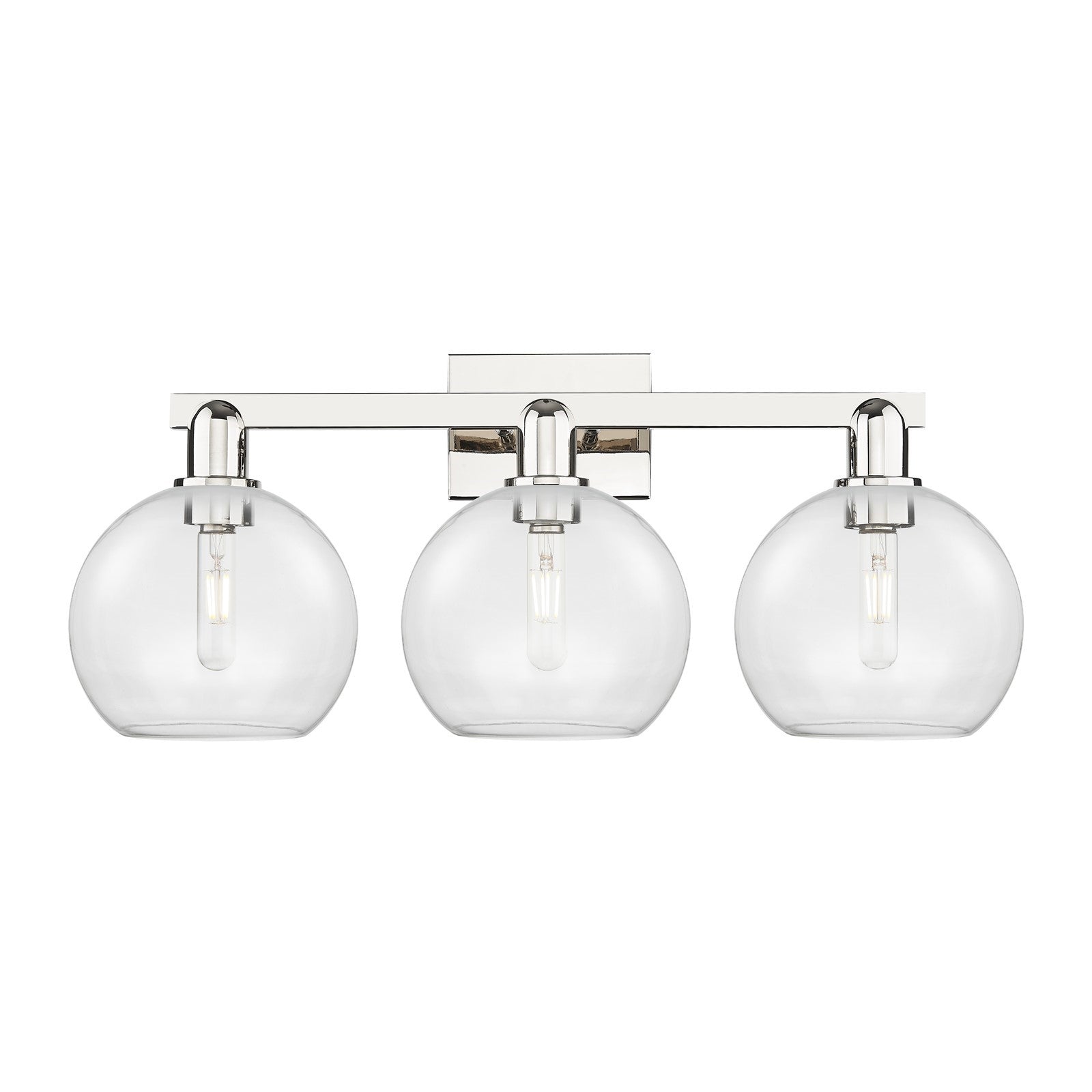 Innovations Athens 27in 3-Light Bath Vanity Light | Industrial Polished Nickel and Clear Glass | Bathroom Vanity & Powder Room | Model 716-3W-PN-G122-8