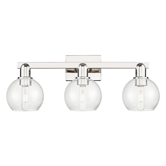 Innovations Athens 25in 3-Light Bath Vanity | Industrial Modern Polished Nickel and Seedy Glass | Bathroom Vanity Light | 24.88 x | Model 716-3W-PN-G124-6