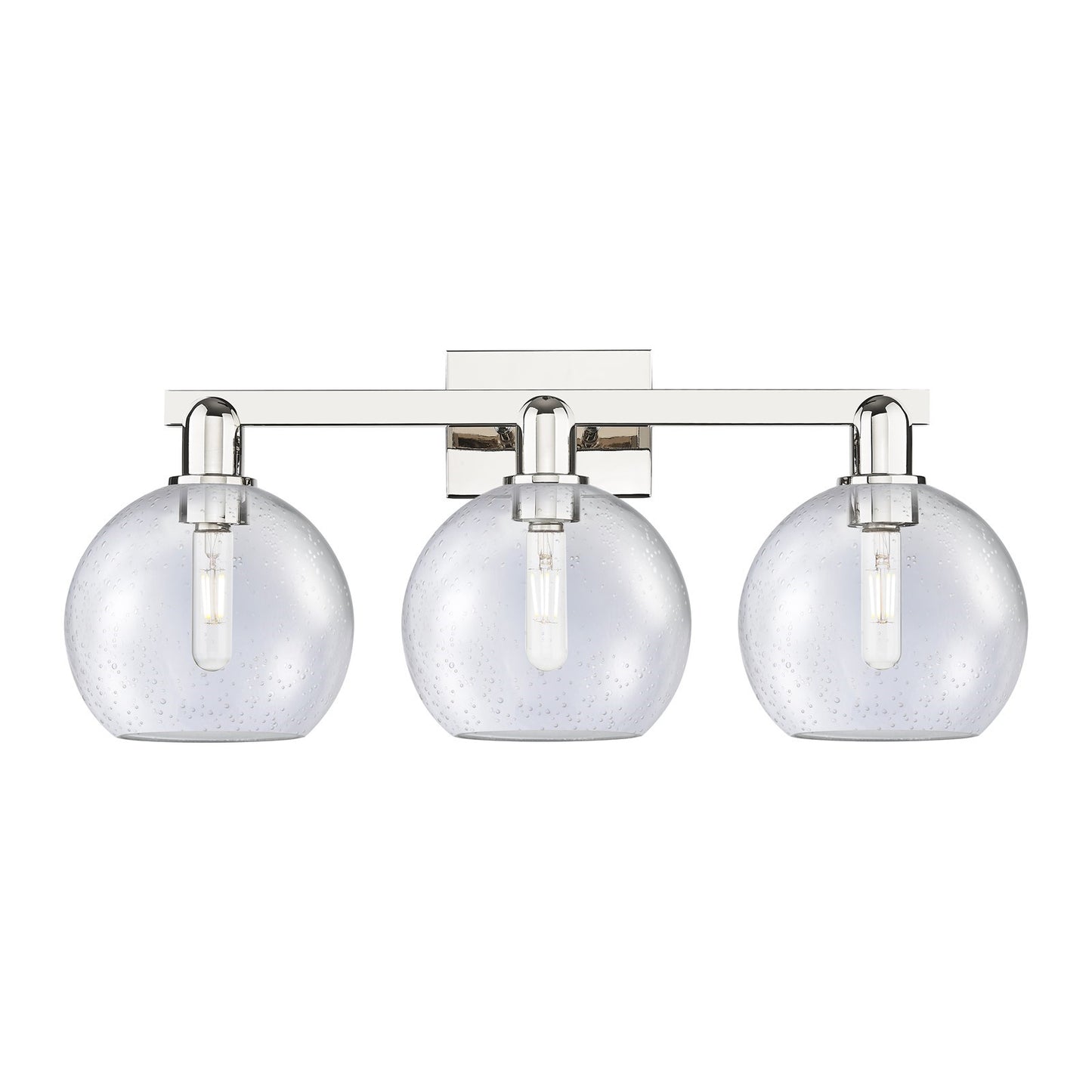Innovations Athens 27in 3-Light Bath Vanity Light | Industrial Polished Nickel and Seedy Glass | Bathroom Vanity Lighting | 27 x | Model 716-3W-PN-G124-8
