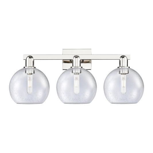 Innovations Athens 27in 3-Light Bath Vanity Light | Industrial Polished Nickel and Seedy Glass | Bathroom Vanity Lighting | 27 x | Model 716-3W-PN-G124-8