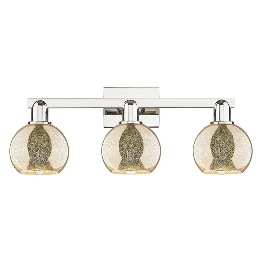 Innovations Athens 24in 3-Light Bath Vanity | Industrial Polished Nickel Steel and Mercury Glass | Bathroom Vanity | 23.88 x 7.44 | Model 716-3W-PN-G128-6