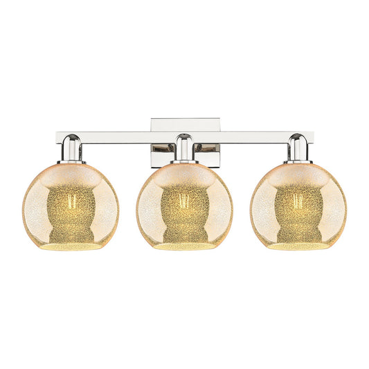 Innovations Athens 27in 3-Light Bath Vanity Light | Industrial Polished Nickel and Mercury Glass | Bathroom Vanity | 27 x 11.75 x | Model 716-3W-PN-G128-8