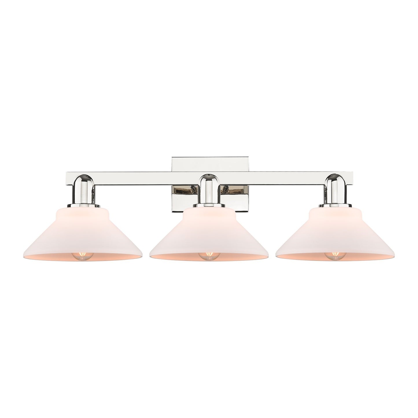 Innovations Orwell 27in 3-Light Bath Vanity Light | Industrial Polished Nickel and Matte White Glass | Bathroom Vanity | 27.38 x | Model 716-3W-PN-G131