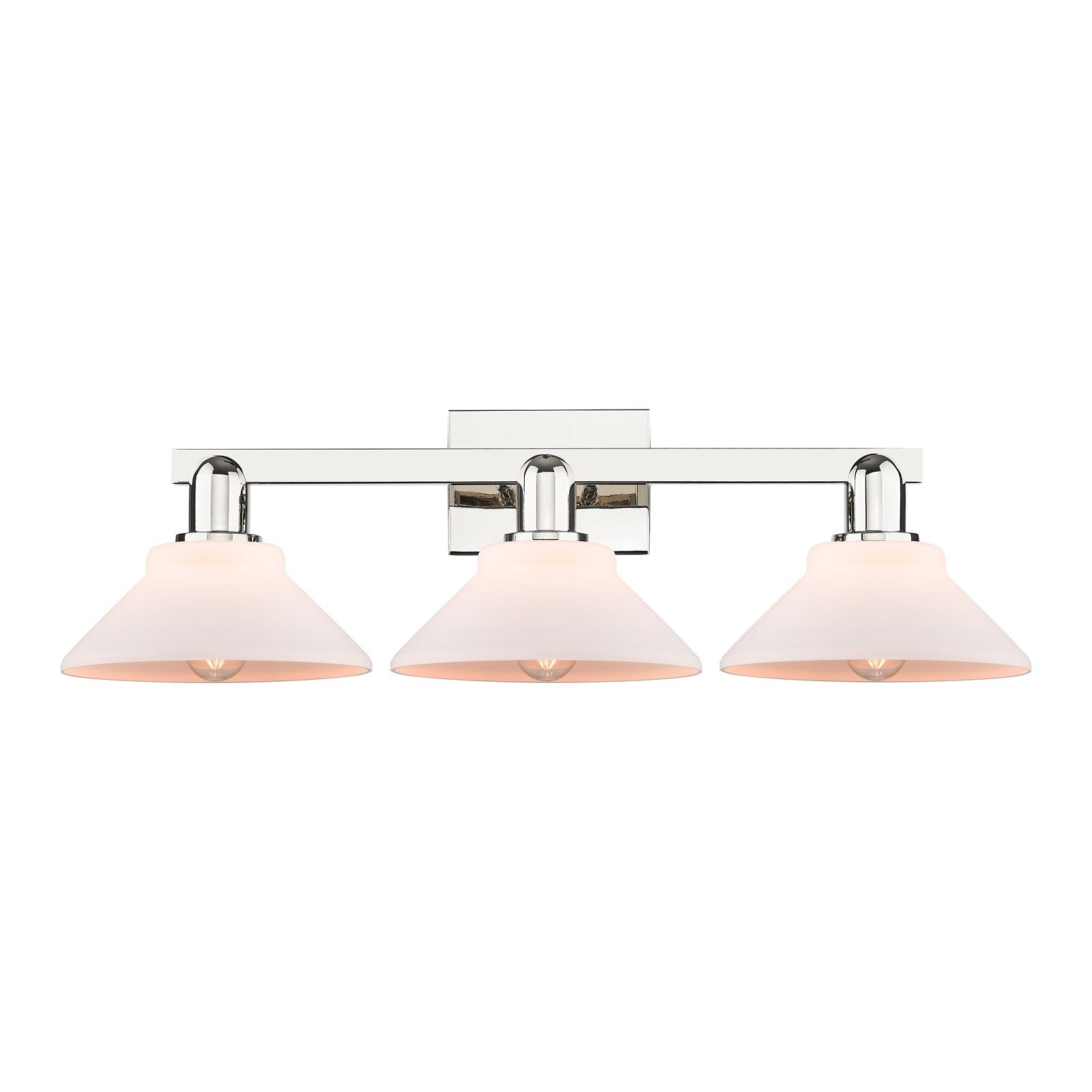 Innovations Orwell 27in 3-Light Bath Vanity Light | Industrial Polished Nickel and Matte White Glass | Bathroom Vanity | 27.38 x | Model 716-3W-PN-G131
