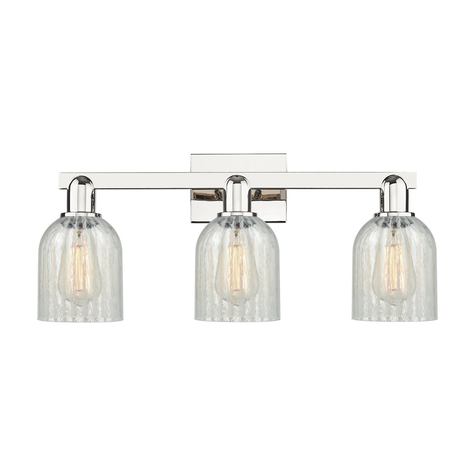 Innovations Caledonia 24in 3-Light Bath Vanity Light | Industrial Polished Nickel and Mouchette Glass | Bathroom Vanity | 24 x | Model 716-3W-PN-G2511