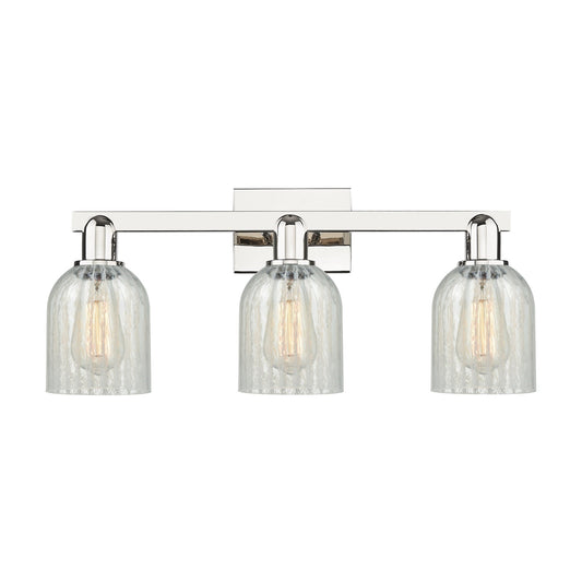 Innovations Caledonia 24in 3-Light Bath Vanity Light | Industrial Polished Nickel and Mouchette Glass | Bathroom Vanity | 24 x | Model 716-3W-PN-G2511