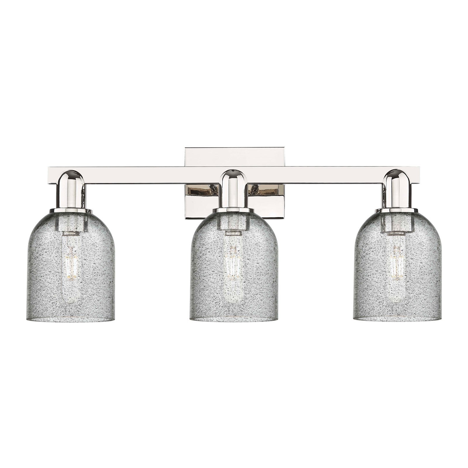 Innovations Caledonia 24in 3-Light Bath Vanity Light | Industrial Polished Nickel and Charcoal Glass | Bathroom Vanity | 24 x 10.75 | Model 716-3W-PN-G257