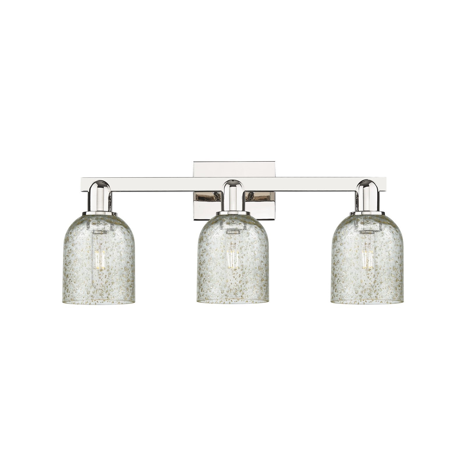 Innovations Caledonia 24in 3-Light Bath Vanity Light | Industrial Modern Polished Nickel and Mica Glass | Entryway & Bathroom | Model 716-3W-PN-G259
