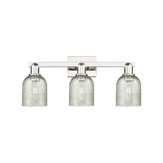 Innovations Caledonia 24in 3-Light Bath Vanity Light | Industrial Modern Polished Nickel and Mica Glass | Entryway & Bathroom | Model 716-3W-PN-G259