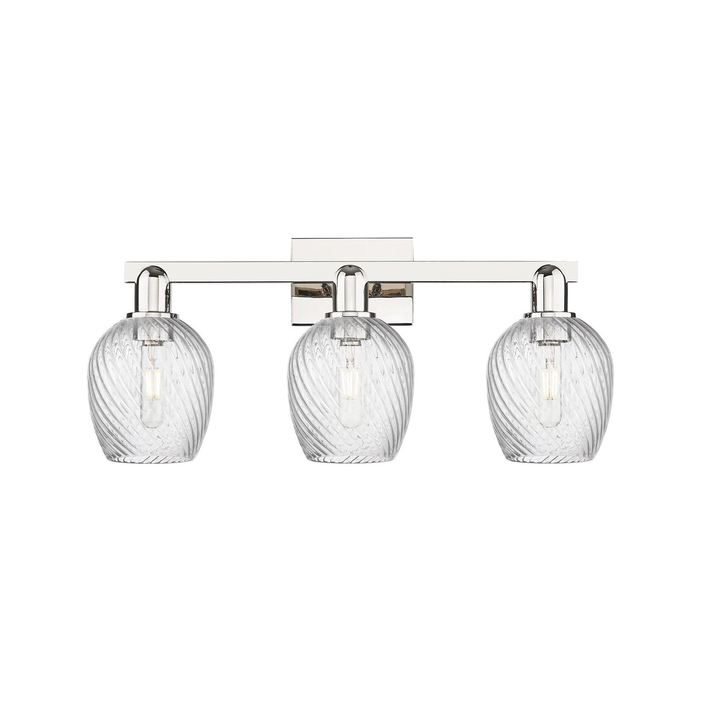 Innovations Salina 3-Light 25in Bath Vanity Light | Industrial Polished Nickel and Clear Spiral Fluted Glass | Bathroom Vanity & | Model 716-3W-PN-G292
