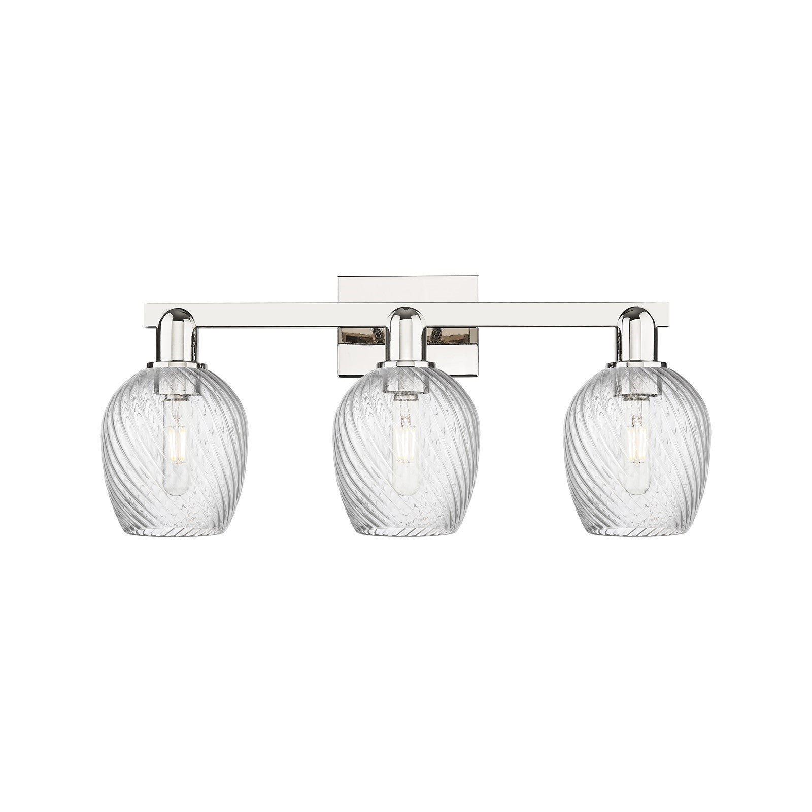 Innovations Salina 3-Light 25in Bath Vanity Light | Industrial Polished Nickel and Clear Spiral Fluted Glass | Bathroom Vanity & | Model 716-3W-PN-G292