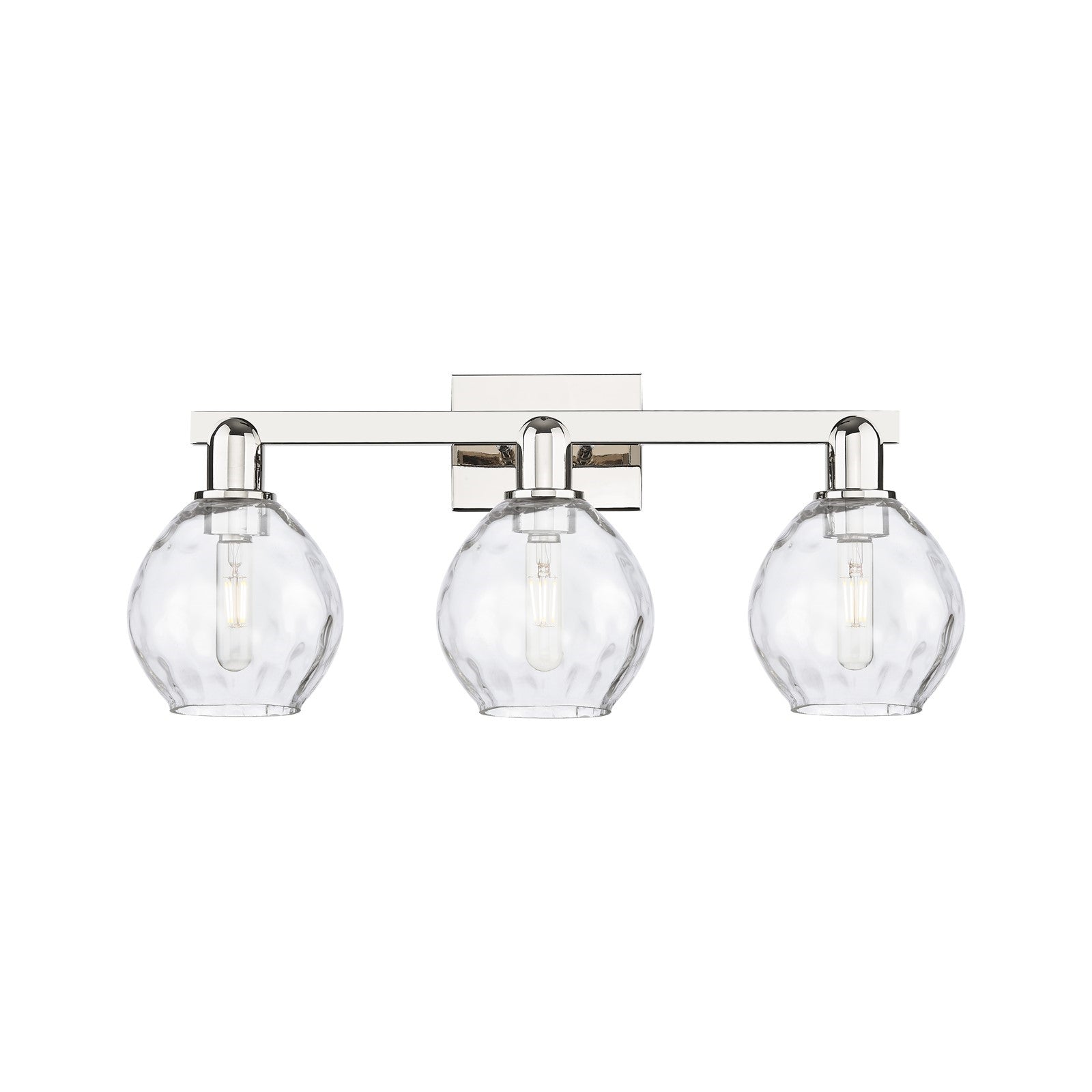 Innovations Waverly 25in 3-Light Bath Vanity Light | Industrial Modern Polished Nickel and Clear Glass | Bathroom & Hallway Vanity | Model 716-3W-PN-G362