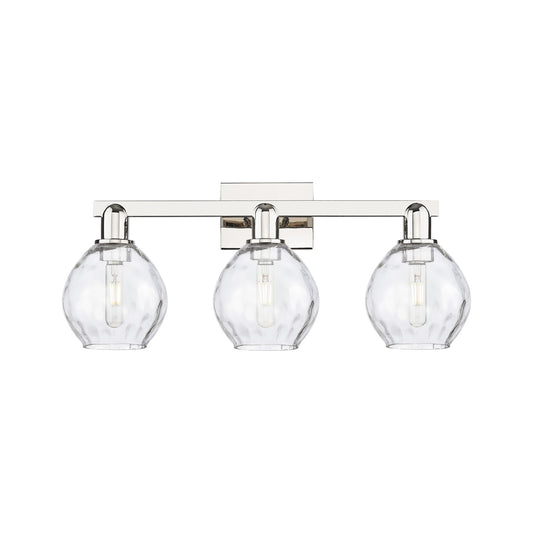 Innovations Waverly 25in 3-Light Bath Vanity Light | Industrial Modern Polished Nickel and Clear Glass | Bathroom & Hallway Vanity | Model 716-3W-PN-G362