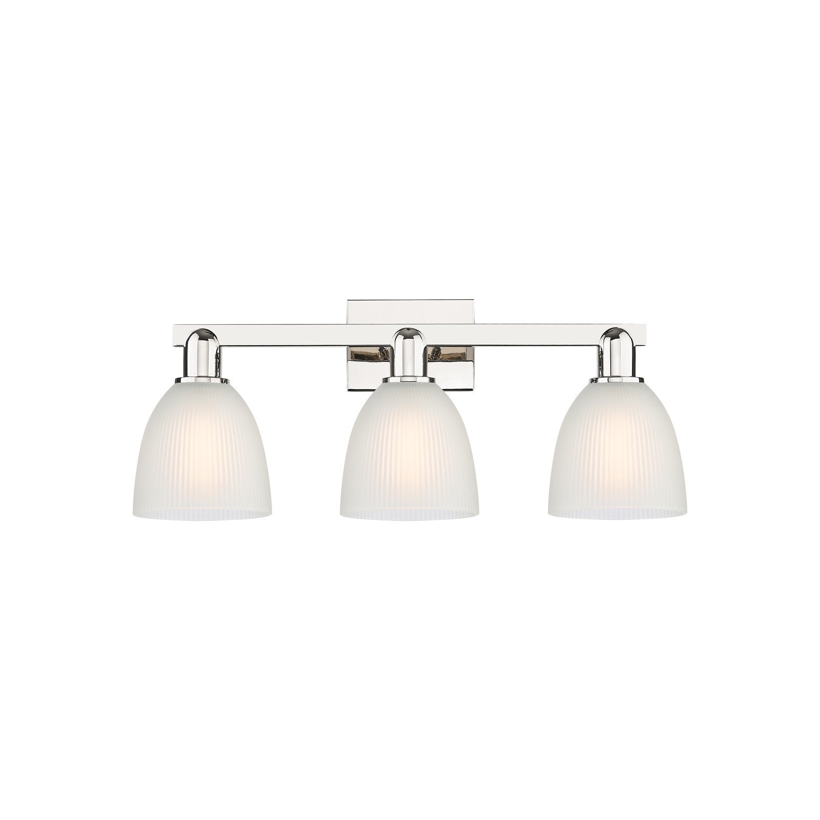 Innovations Castile 25in 3-Light Bath Vanity Light | Industrial Polished Nickel Steel and White Glass | Bathroom Vanity Light | 25 | Model 716-3W-PN-G381