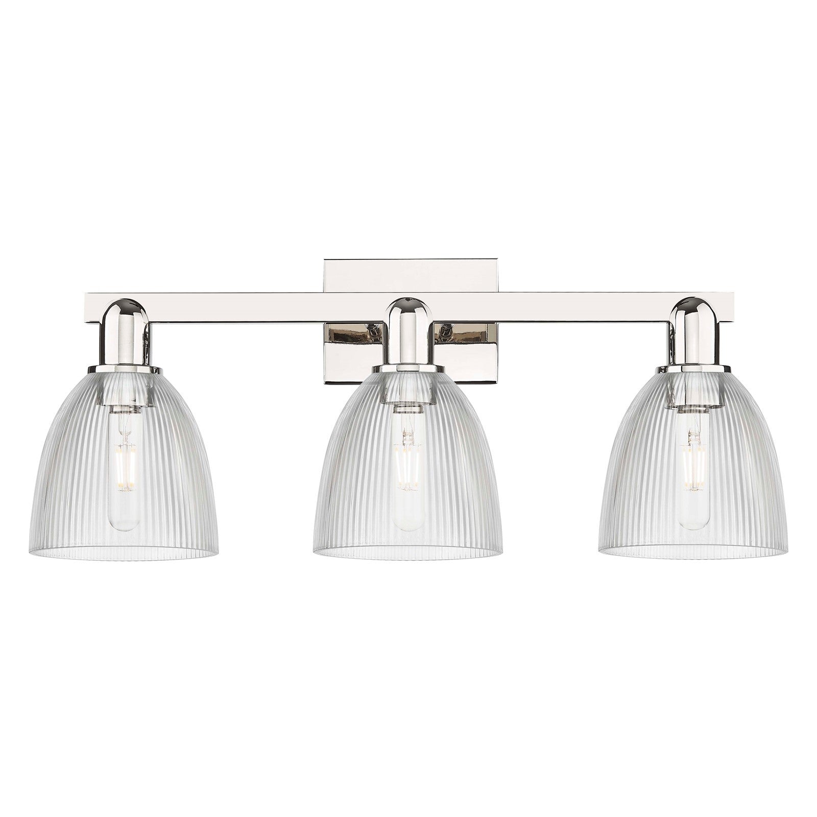 Innovations Castile 25in 3-Light Bath Vanity Light | Industrial Polished Nickel and Clear Glass | Bathroom Vanity | 25 x 10.75 x | Model 716-3W-PN-G382