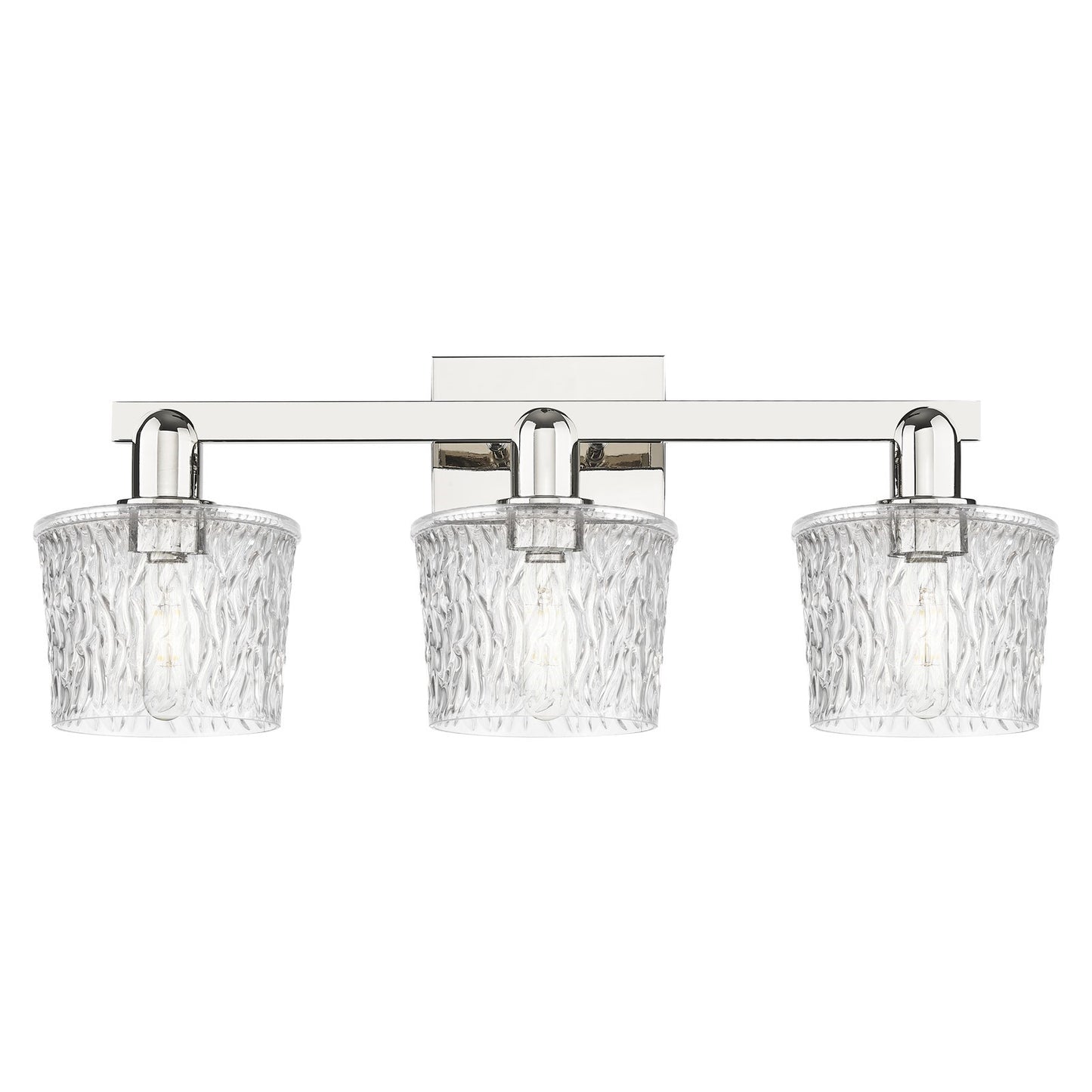 Innovations Niagara 26in 3-Light Bath Vanity Light | Industrial Modern Polished Nickel and Clear Glass | Bathroom Vanity | 25.5 x | Model 716-3W-PN-G402