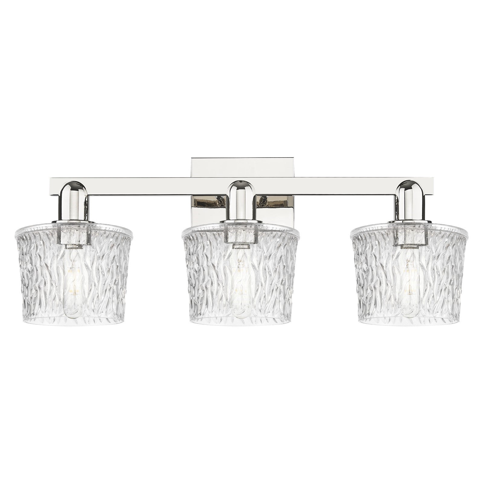 Innovations Niagara 26in 3-Light Bath Vanity Light | Industrial Modern Polished Nickel and Clear Glass | Bathroom Vanity | 25.5 x | Model 716-3W-PN-G402
