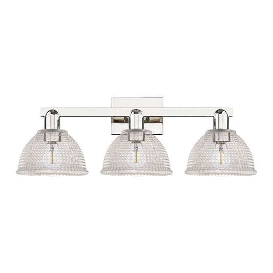 Innovations Arietta 27in 3-Light Bath Vanity Light | Industrial Polished Nickel Steel and Clear Glass | Bathroom Vanity | 27 x 9.75 | Model 716-3W-PN-G422