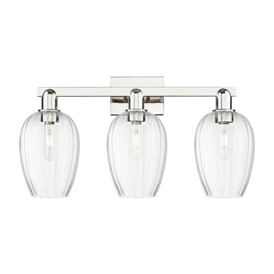 Innovations Preston Flute 26in 3-Light Bath Vanity | Industrial Polished Nickel and Clear Glass | Bathroom Vanity & Powder Room | Model 716-3W-PN-G457-6CL