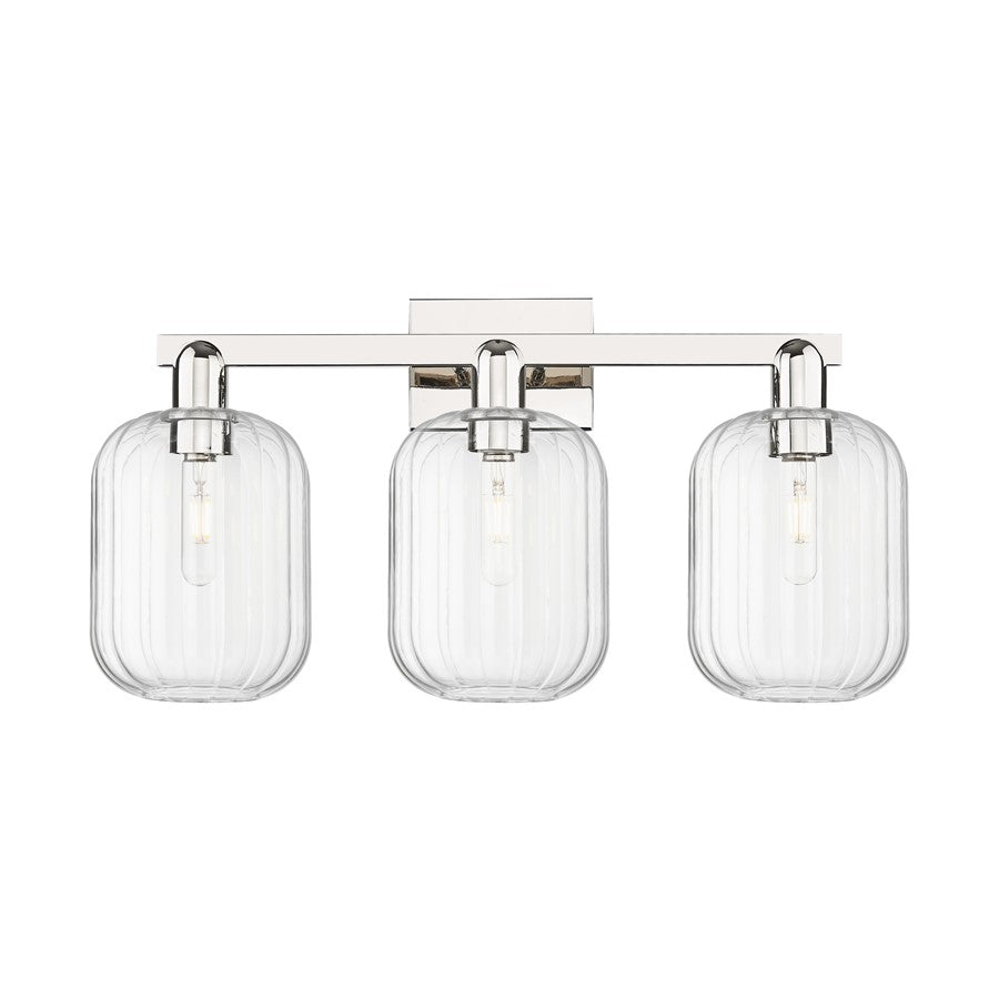 Innovations Preston 3Lt 26" Jar Bath, Polished Nickel/Clear - 716-3W-PN-G460-7CL