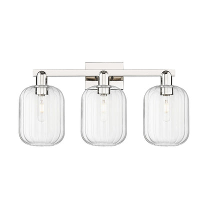 Innovations Preston 3Lt 26" Jar Bath, Polished Nickel/Clear - 716-3W-PN-G460-7CL