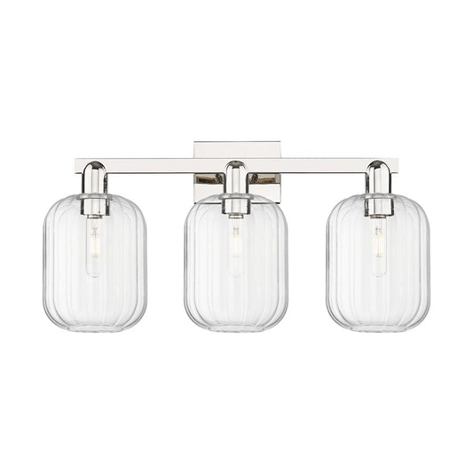 Innovations Preston 3Lt 26" Jar Bath, Polished Nickel/Clear - 716-3W-PN-G460-7CL