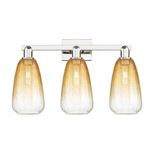 Innovations Brookhaven Almond 26in 3-Light Bath Vanity Light | Industrial Polished Nickel and Amber Glass | Bathroom Vanity | Model 716-3W-PN-G480-6AM