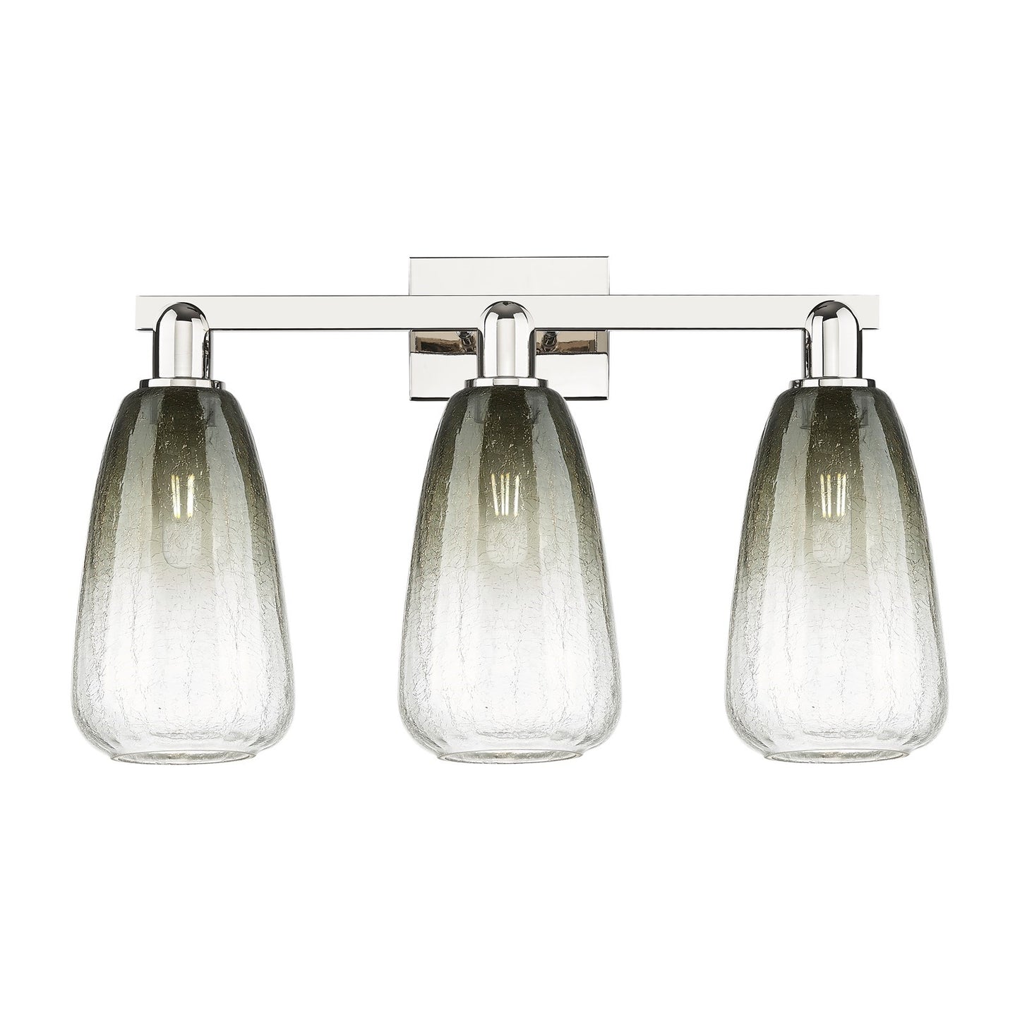 Innovations Brookhaven Almond 26in 3-Light Bath Vanity Light | Industrial Polished Nickel Steel and Slate Glass | Bathroom | Model 716-3W-PN-G480-6SL