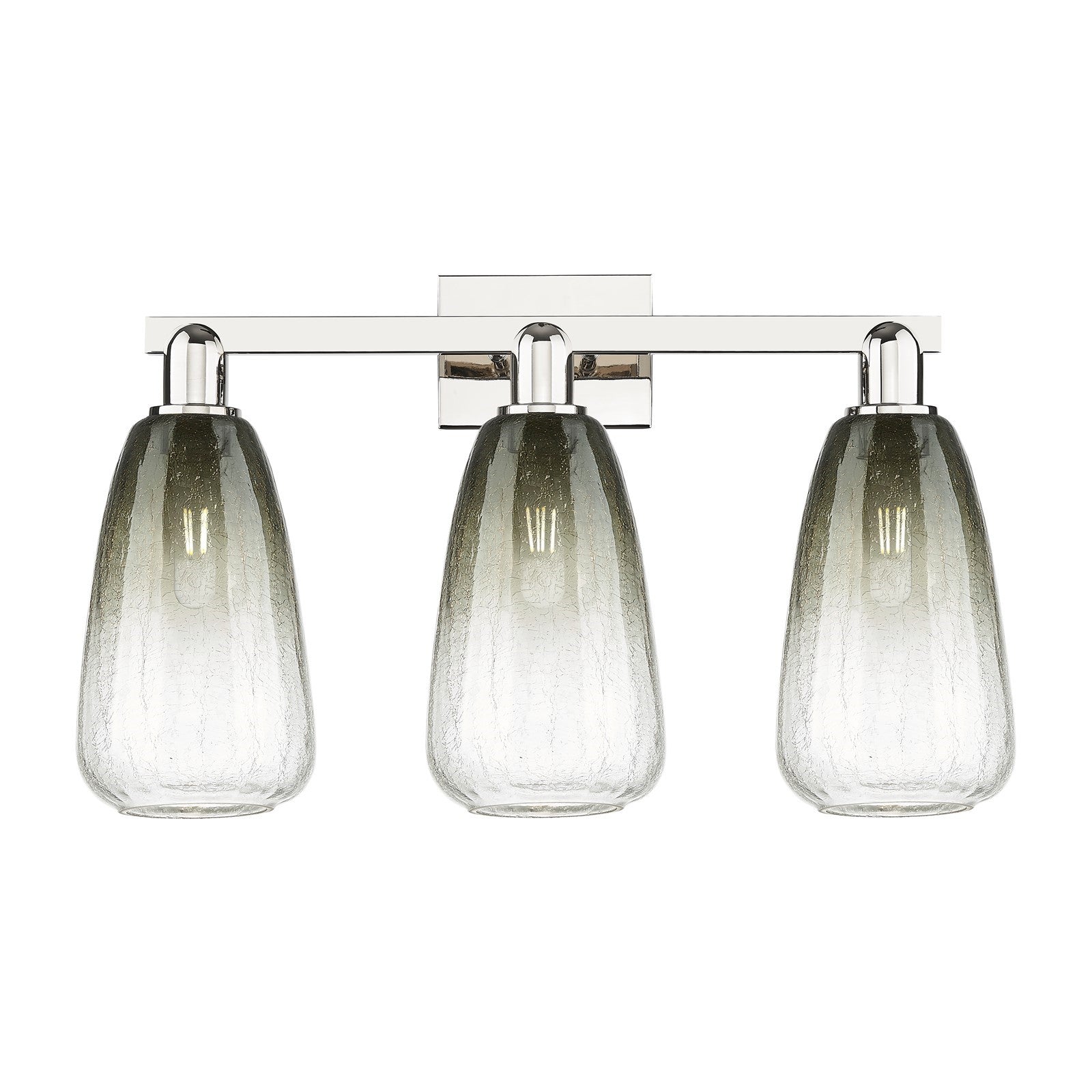Innovations Brookhaven Almond 26in 3-Light Bath Vanity Light | Industrial Polished Nickel Steel and Slate Glass | Bathroom | Model 716-3W-PN-G480-6SL