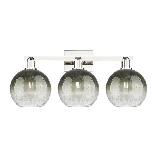 Innovations Brookhaven Globe 26.88in 3-Light Bath Vanity Light | Industrial Polished Nickel and Slate Glass | Bathroom Vanity | Model 716-3W-PN-G483-8SL