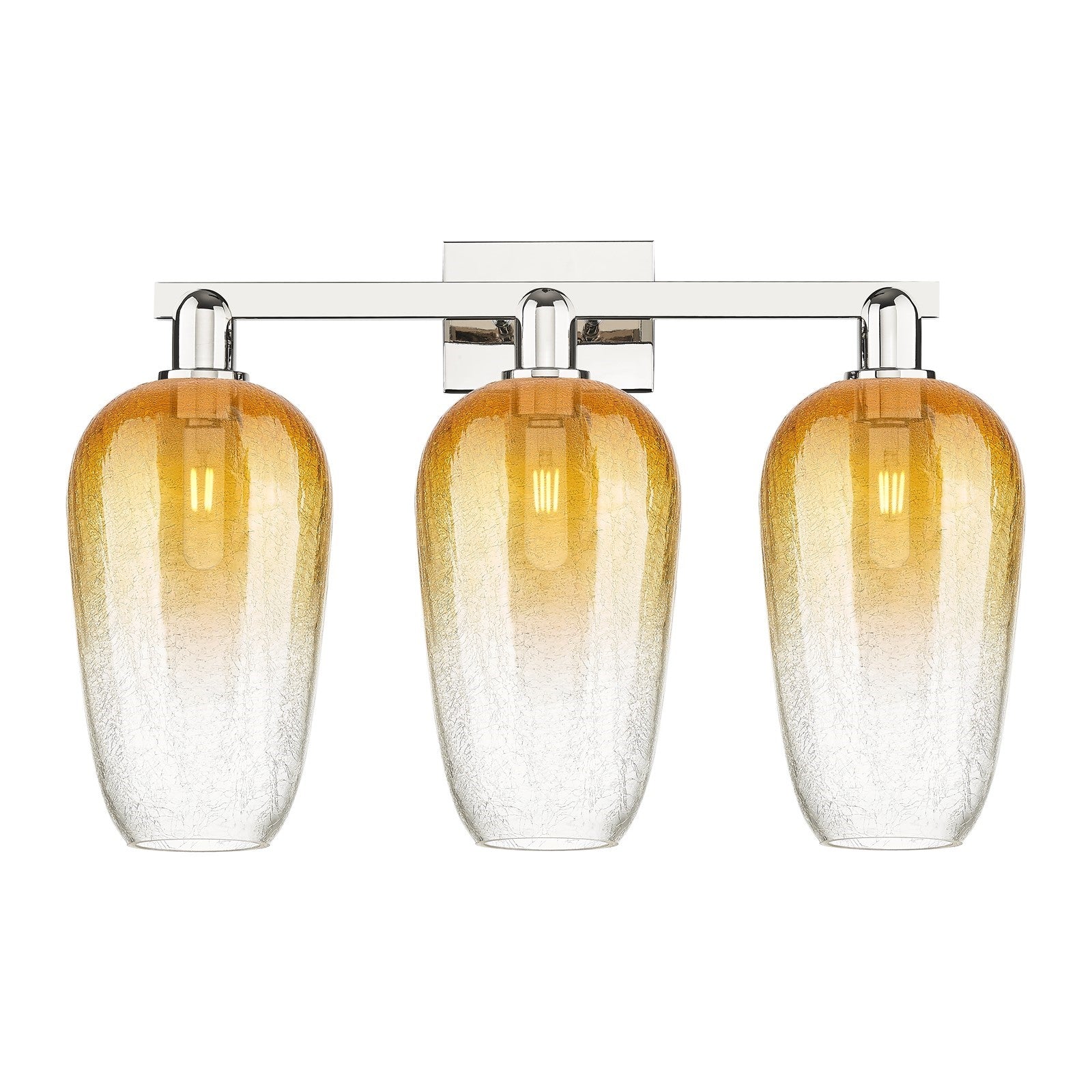 Innovations Brookhaven Flute 26in 3-Light Bath Vanity Light | Industrial Polished Nickel and Amber Glass | Bathroom Vanity | 26 | Model 716-3W-PN-G484-7AM