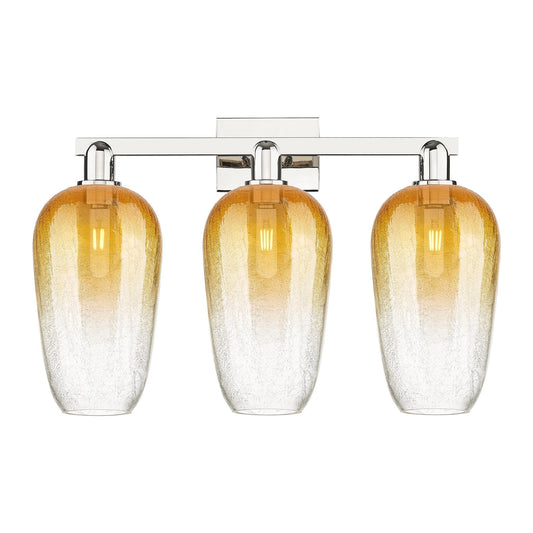 Innovations Brookhaven Flute 26in 3-Light Bath Vanity Light | Industrial Polished Nickel and Amber Glass | Bathroom Vanity | 26 | Model 716-3W-PN-G484-7AM